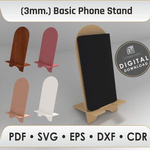 Simple Laser Cut Phone Stand, Mobile Phone Wooden Stand Svg, Phone Holder Laser Cut, Phone Holder for Desk