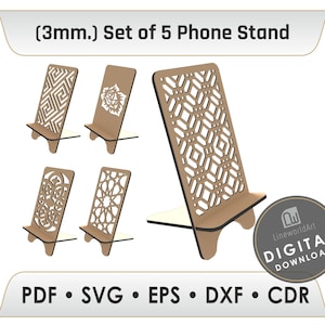 Laser Cut Phone Stand, Phone Holder Laser Cut File, Phone Holder Cnc, Mobile Stand Svg, Desk Accessories for Laser
