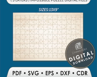 Hard Jigsaw Puzzle SVG for Adults | Challenging Wood Puzzle Laser File