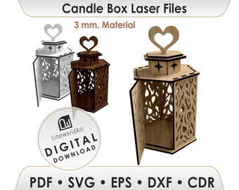 Ljusstake Svg för värmeljus, laserskurna lyktor, Glowforge-filer