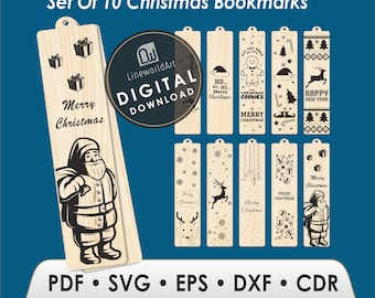 Laser Cut Christmas Bookmark Bundle SVG, PDF, DXF Files (Digital Download)