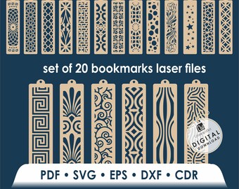 Laser Cut Bookmark SVG Bundle for Wood | Decorative Bookmark Designs | Digital File