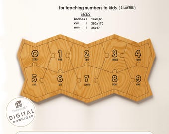 Number Board Puzzle Laser Cut Files, Kids Learning (Digital Download)