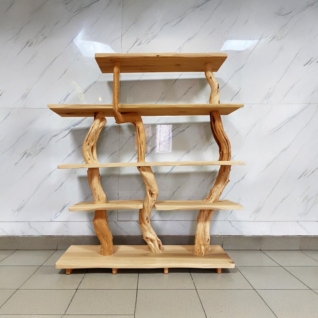 Free Standing Bookcase Solid Wood Bookshelf Driftwood Branch Wall Art ...