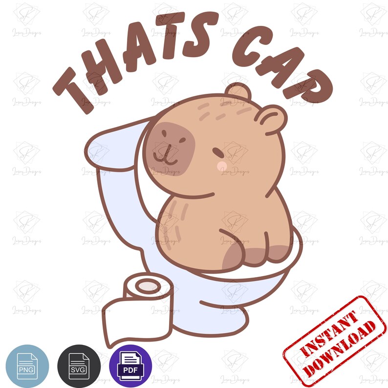 That's Cap Capybara Charming Baby Animal Art, Funny PNG Design