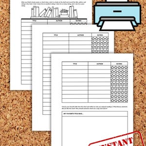 Registro de lectura imprimible, Seguimiento de lectura, Libros para leer, Libros que he leído, Registro de libros, Tamaño A4/A5/Carta/Medio, Descarga instantánea en PDF