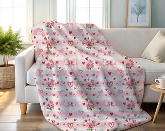 Velveteen Plush Blanket, Coquette Valentine's Day Decor