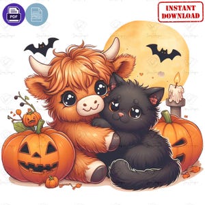 Halloween Cute Highland Cow Png, Retro Halloween Png, Ghost Cows Png, Funny Cow Png, Spooky Season, Cow Halloween Png, Cow Halloween png