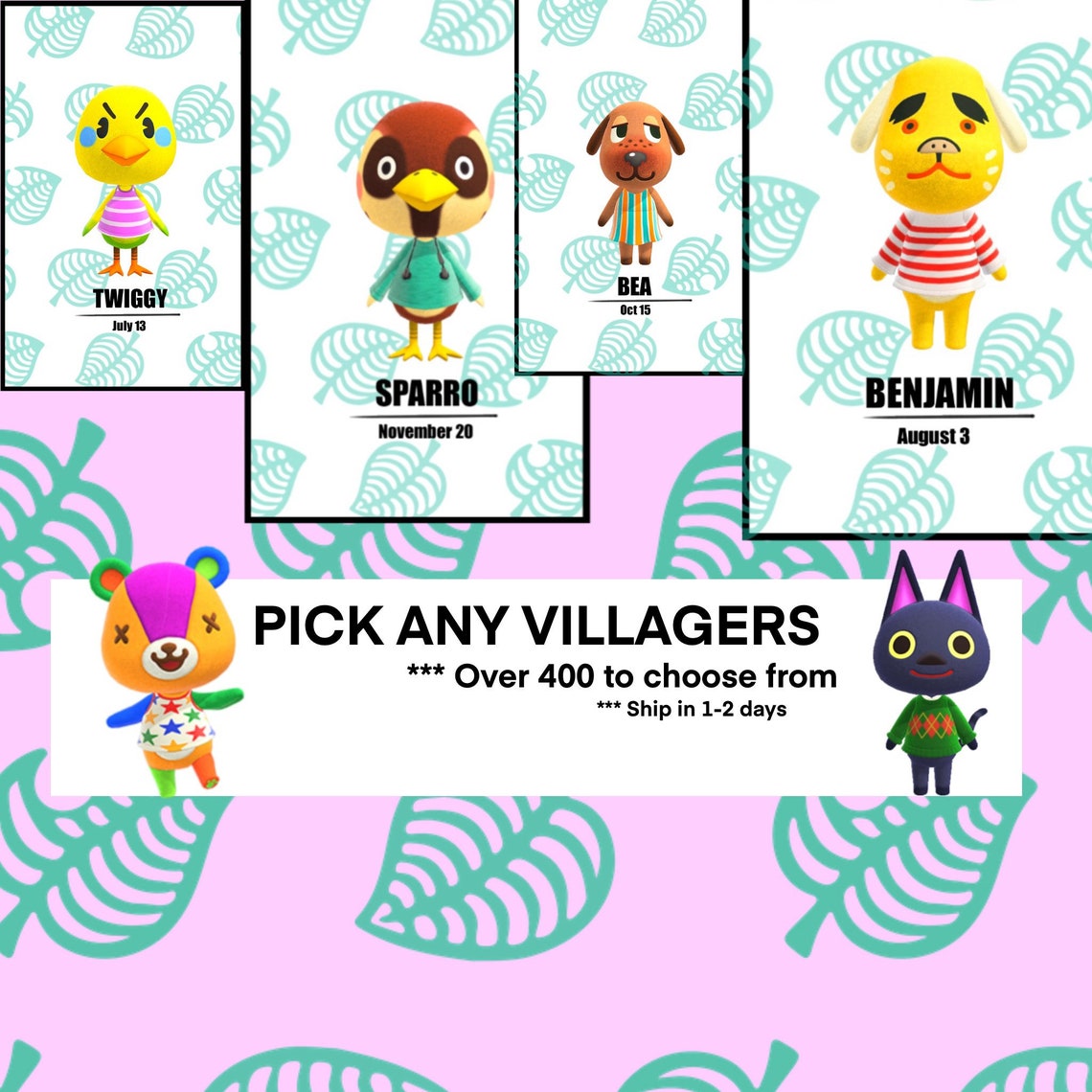 Acnh Animal Crossing Dogs Villagers NFC Amiibo Cards Custom | Etsy