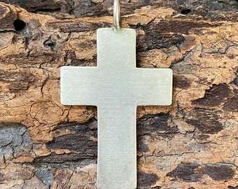 Brushed Sterling Cross Pendant by Jane Diaz