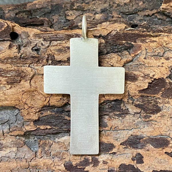 Brushed Sterling Cross Pendant by Jane Diaz