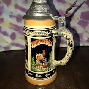 Werner Corzelius Half Liter &quot;Four Seasons&quot; Lidded Beer Stein