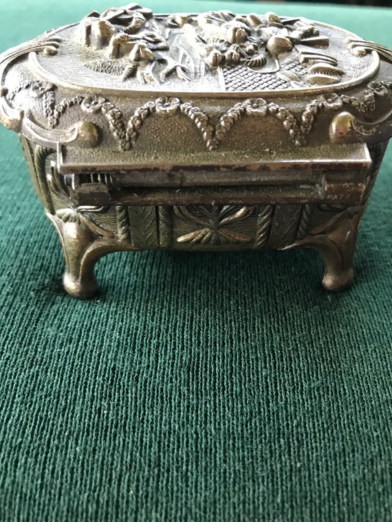 Vintage Japan Metal Jewelry/Trinket box with Pate… - image 7