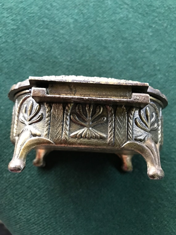 Vintage Japan Metal Jewelry/Trinket box with Pate… - image 4