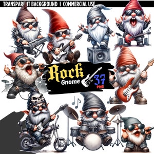 37PNG : Clipart nain de star du rock, Png de groupe de rock, gnomes musiciens, nain aquarelle, téléchargement numérique, album de coupures, journaux indésirables, décoration de chambre d'enfant