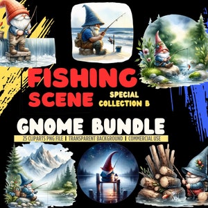 Fisherman Gnome png 25 PNG Set B: Fishing Scene Gnomes, Watercolor Fishing Gnomes, Cute gnomes clipart, Clipart For Fisherman, bass fishing