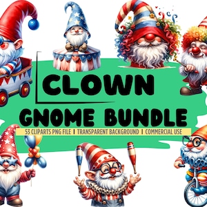 Joker Gnome Clipart, 53 Payaso Gnome paquete Clipart, payaso gnomo png, Gnomos, Descarga digital, Gnomo png, Imágenes Prediseñadas de acuarela, Uso comercial