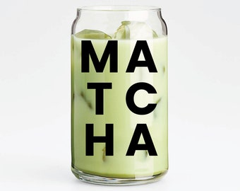 Matcha Libbey Beer Can 16oz Glass l Iced Coffee Tea Soda Cup l Personalized Corporate Housewarming Gift