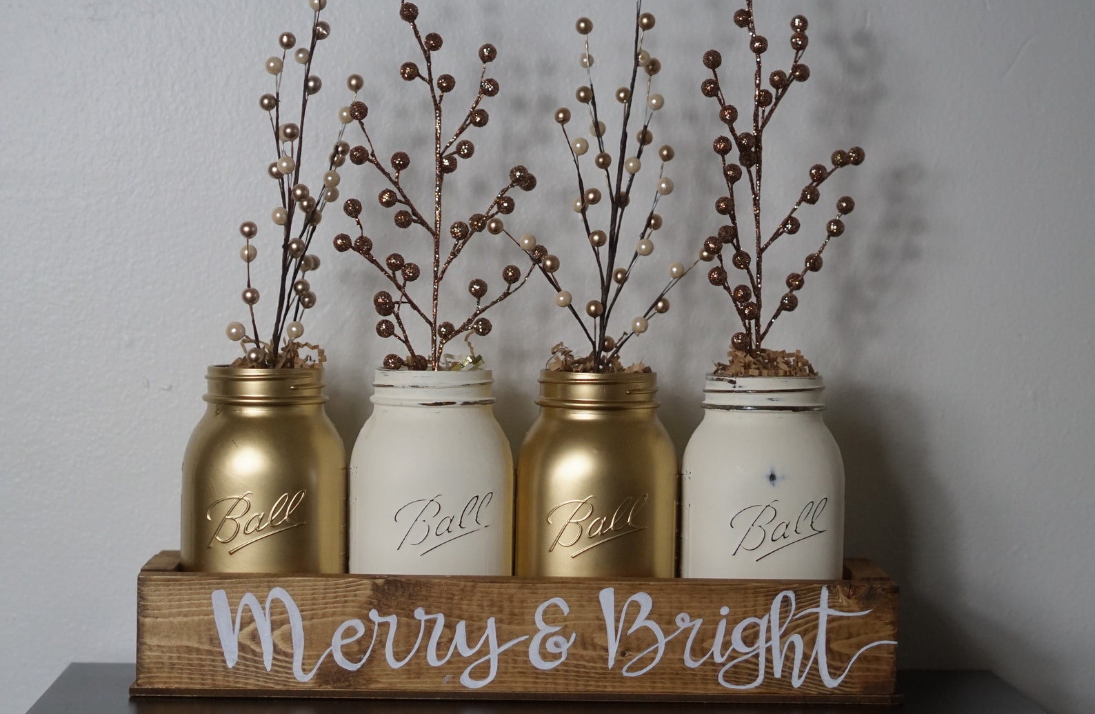 Christmas Mason Jar Centerpiece Mason Jar Centerpiece Etsy