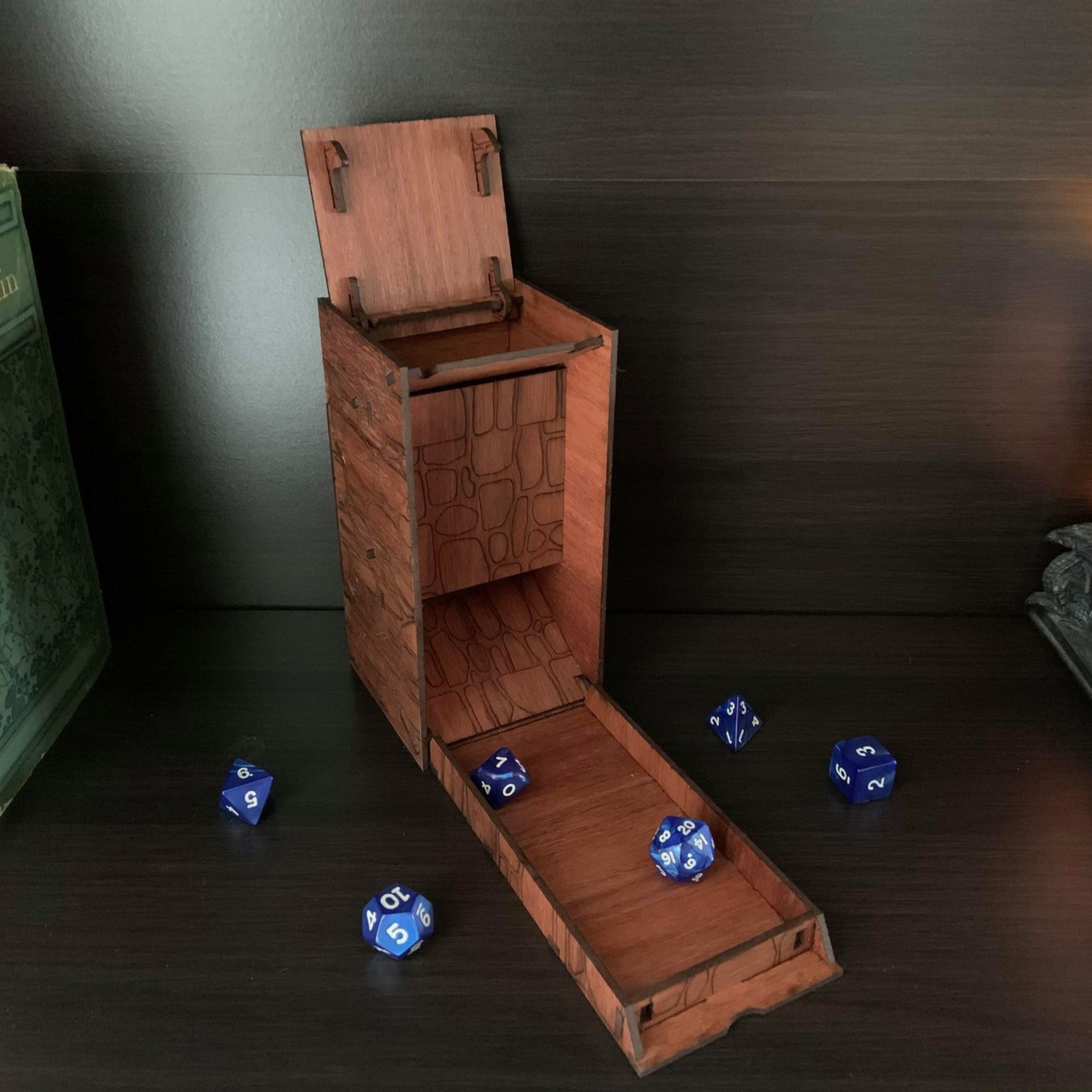 Folding Dice Tower and Dice Tray Wooden Fold Down Dice Tower Etsy