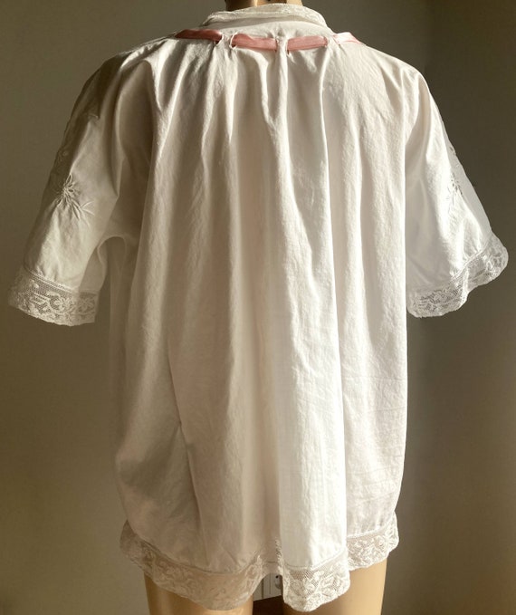 Antique White Cotton Lace Blouse/Vintage Embroide… - image 6