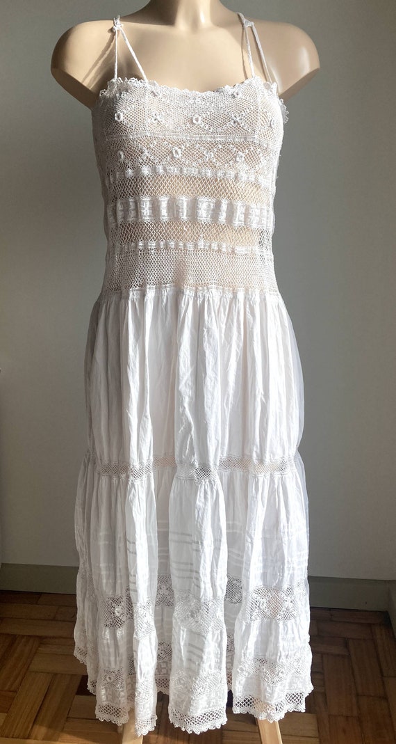 Antique White Cotton Nightgown/Vintage Embroidere… - image 3