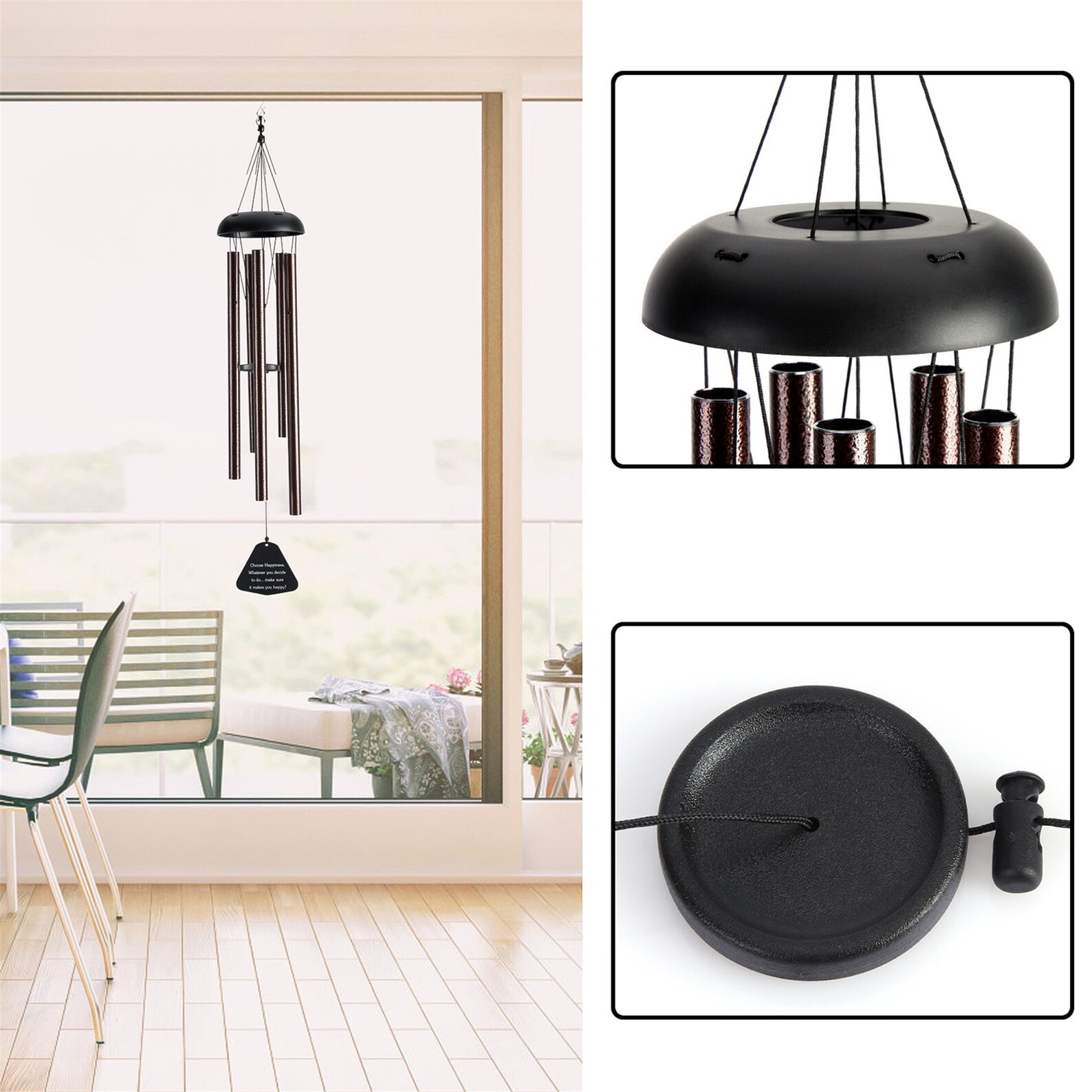 36in Bronze Wind Chime 5 Tubes Metal Wind Chimes Garden Home Etsy