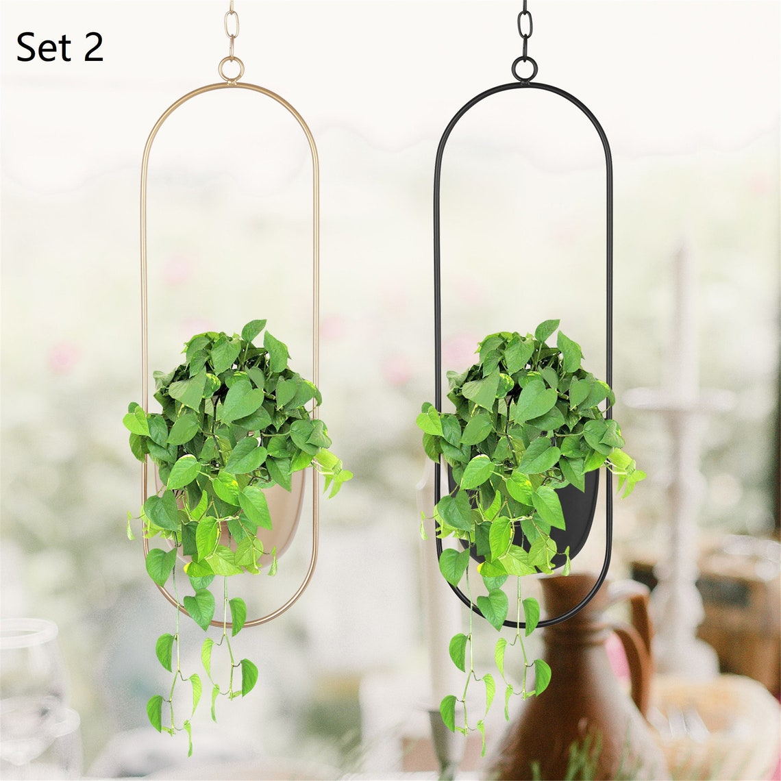 Metal Plant Hanger Set Hanging Plant Pots Hanging Wall Etsy