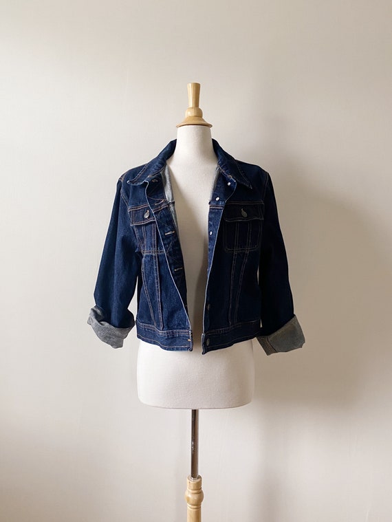 Vintage 2000s Denim Jacket | Y2K Dark Jean Jacket… - image 4