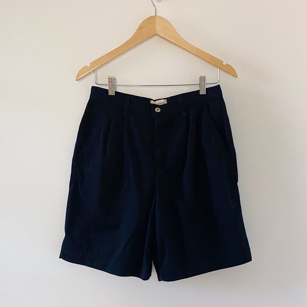 Vintage 90s Black Pleated Shorts | High Waisted Cotton Shorts | Mom Shorts size Medium