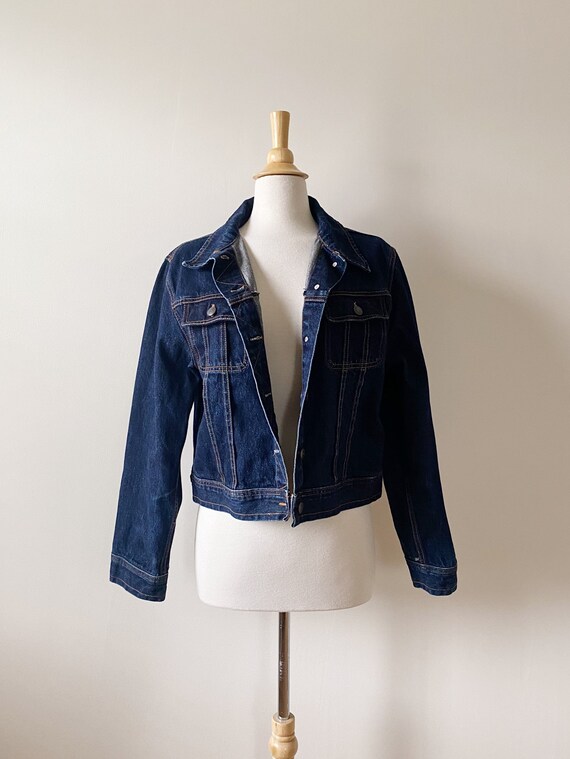 Vintage 2000s Denim Jacket | Y2K Dark Jean Jacket… - image 7