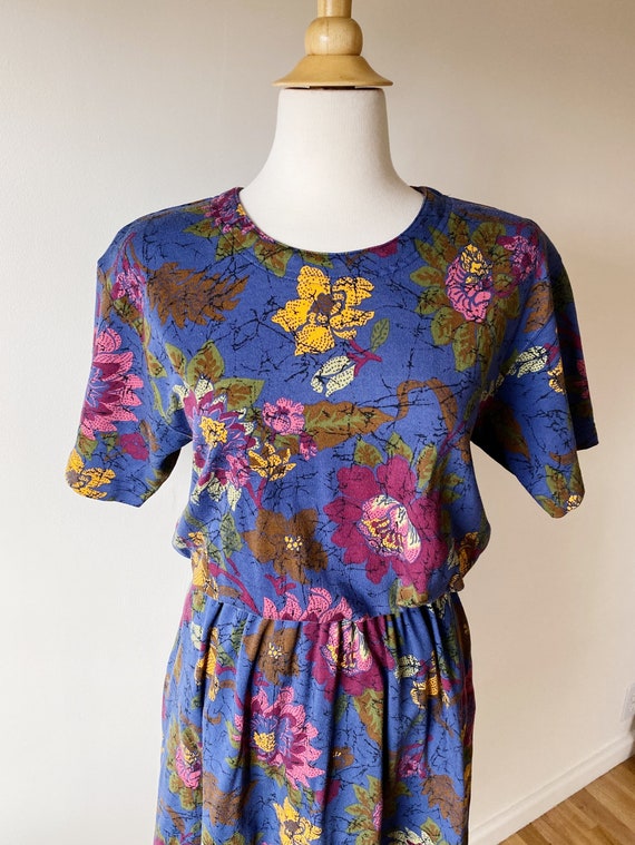 Vintage 90s Floral Dress | Eddie Bauer Knit Flora… - image 3