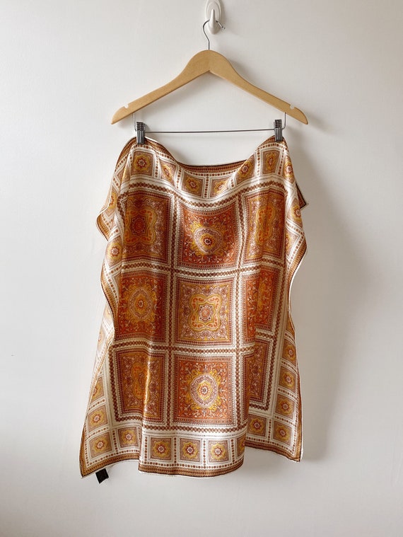 Vintage Orange and Cream Scarf | Large Patterned … - image 4