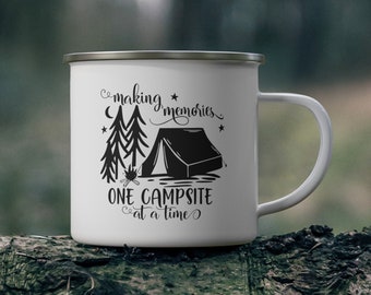 Making Memories One Campsite At A Time | Custom Enamel Camping Mug | 12 oz