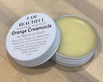 Handmade All Natural Lip Balm: Caffè Latte, Butterscotch, Candied Violet, Kiss Me, XOXO, Orange Creamsicle, Apple Butter , 1oz