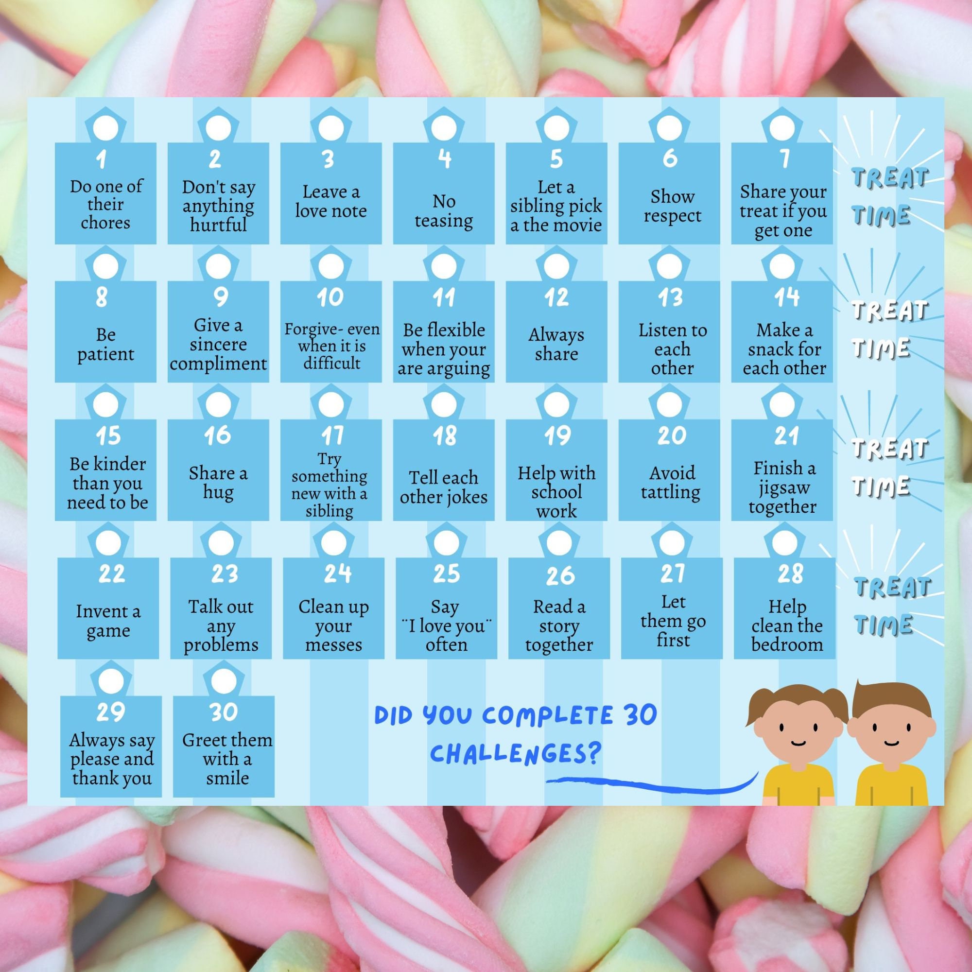 30 Day Sibling Challenge, Printable Challenge, Sibling Challenge, 30 ...