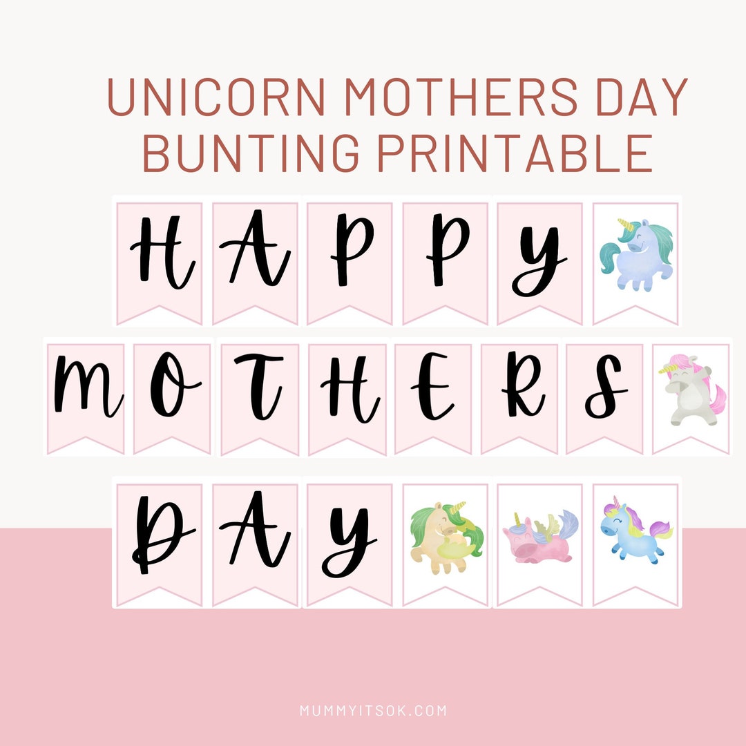 Mothers Day Unicorn Bunting Printable, Unicorn Printable DIY Bunting