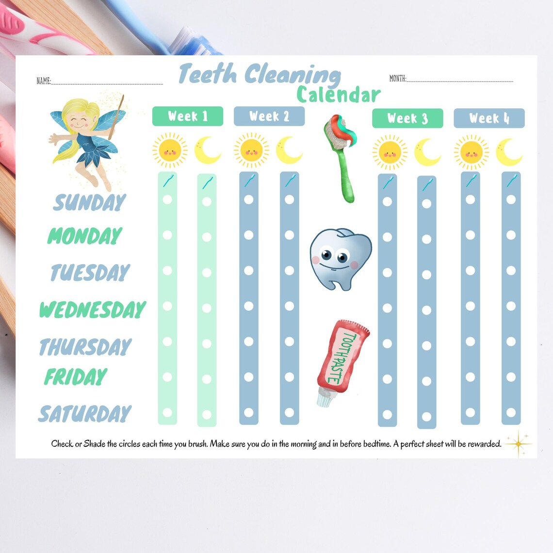 Brush Teeth Chart, Brush My Teeth Printable, Brush Your Teeth Printable