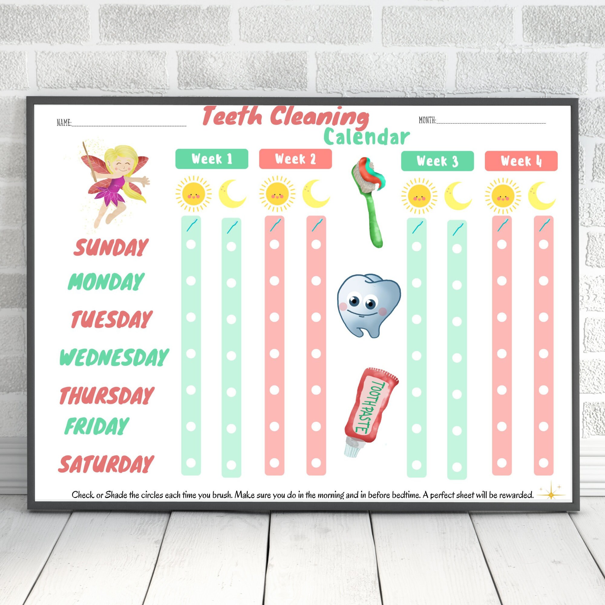 Brush Teeth Chart, Brush My Teeth Printable, Brush Your Teeth Printable