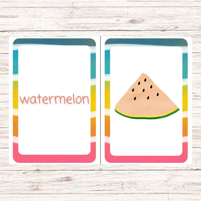 Watermelon Raster Flashcard Printable Summer Spelling Flash Cards, Kids Learning Activity (PDF) - Etsy