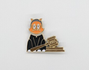 PUSS Bader Ginsburg - Ruth Bader Ginsburg Enamel Pin - Notorious RBG Lapel Pin! A Cat That Demands Justice And Belly Rubs. Adorable Gift!
