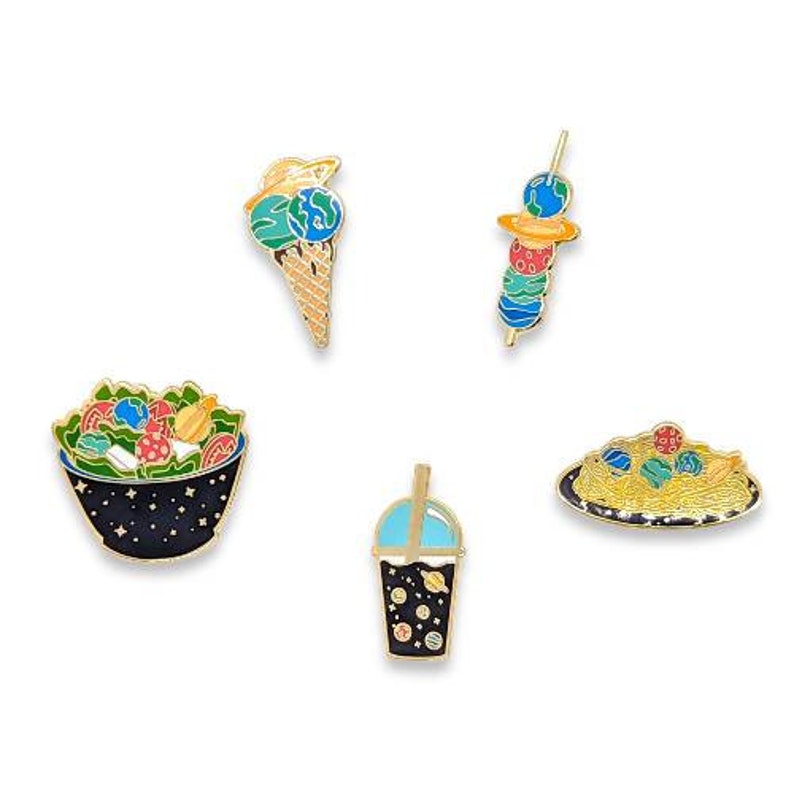 Outer Space Enamel Lapel Pin - Glow In Dark Moon Design, Silver Plated