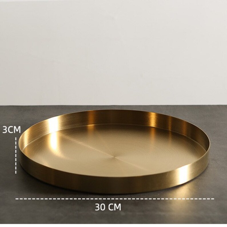 Round Brass Tray L: 11.8"diam x 1.2"h inches