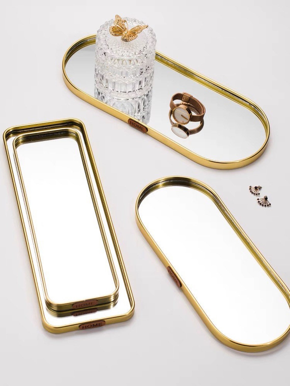 Brass and Glass Trays Etsy