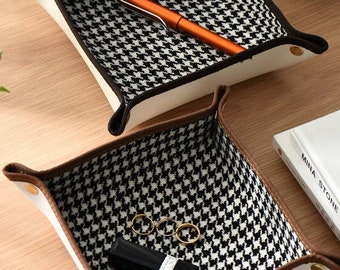 Leather Houndstooth Trays