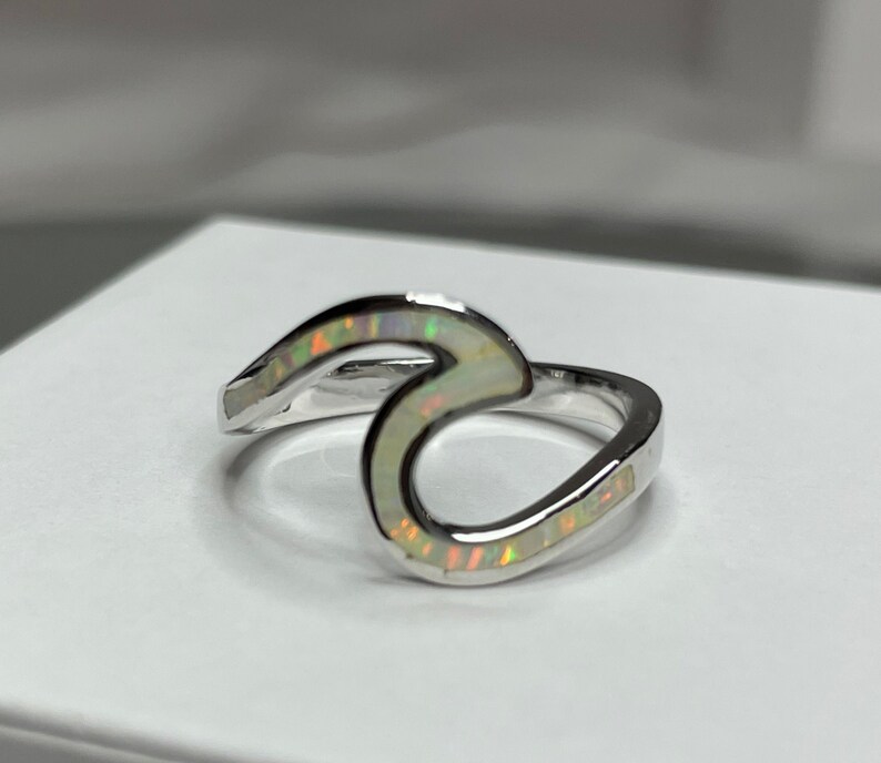 White Opal Wave Ring