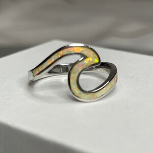 White Opal Wave Ring