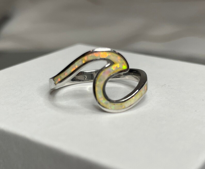 White Opal Wave Ring