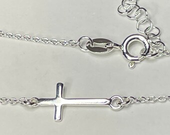 Cross Anklet- Silver, Sideways Cross Ankley, Christian Gift Idea, Christian Jewelry, Gifts for Her, Unique Gift Idea, Religious Gifts,