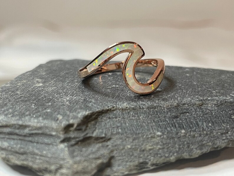 White Opal Wave Ring